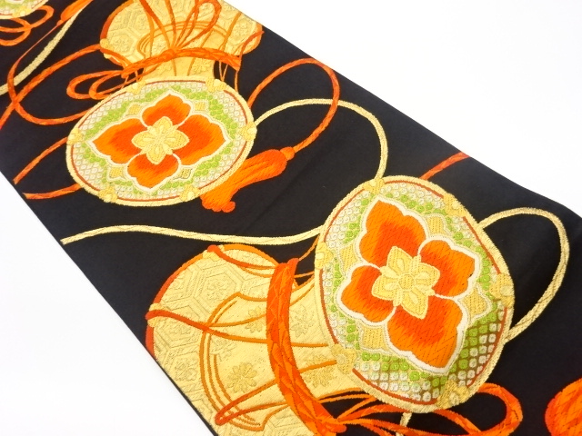 JAPANESE KIMONO / VINTAGE FUKURO OBI / WOVEN DRUM PATTERN